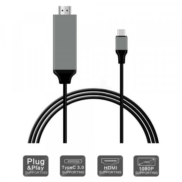 Wholesale Type C USB to HDMI Cable, HD TV Cable for Samsung Android Smart Phone, Tablet, Mac Laptop (Gray)